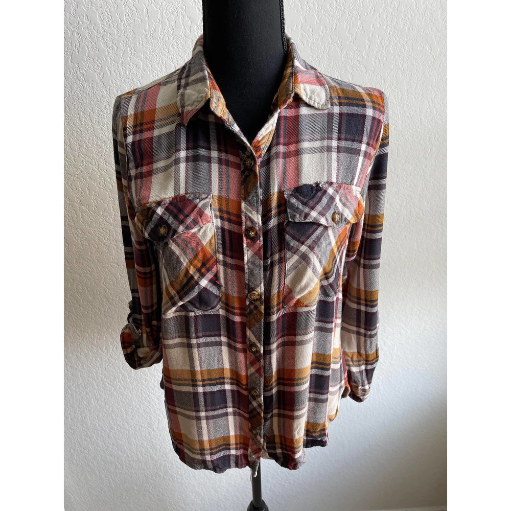 Be Cool Flannel Women's Top Button-Down Plaid Button-Up
